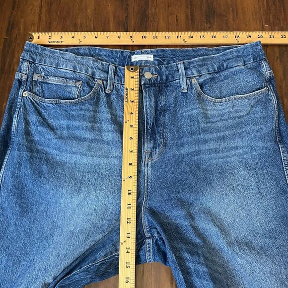 GOOD AMERICAN Good Curve Raw Hem Straight Jeans #GCSREFW386 Blue - Picture 11 of 13